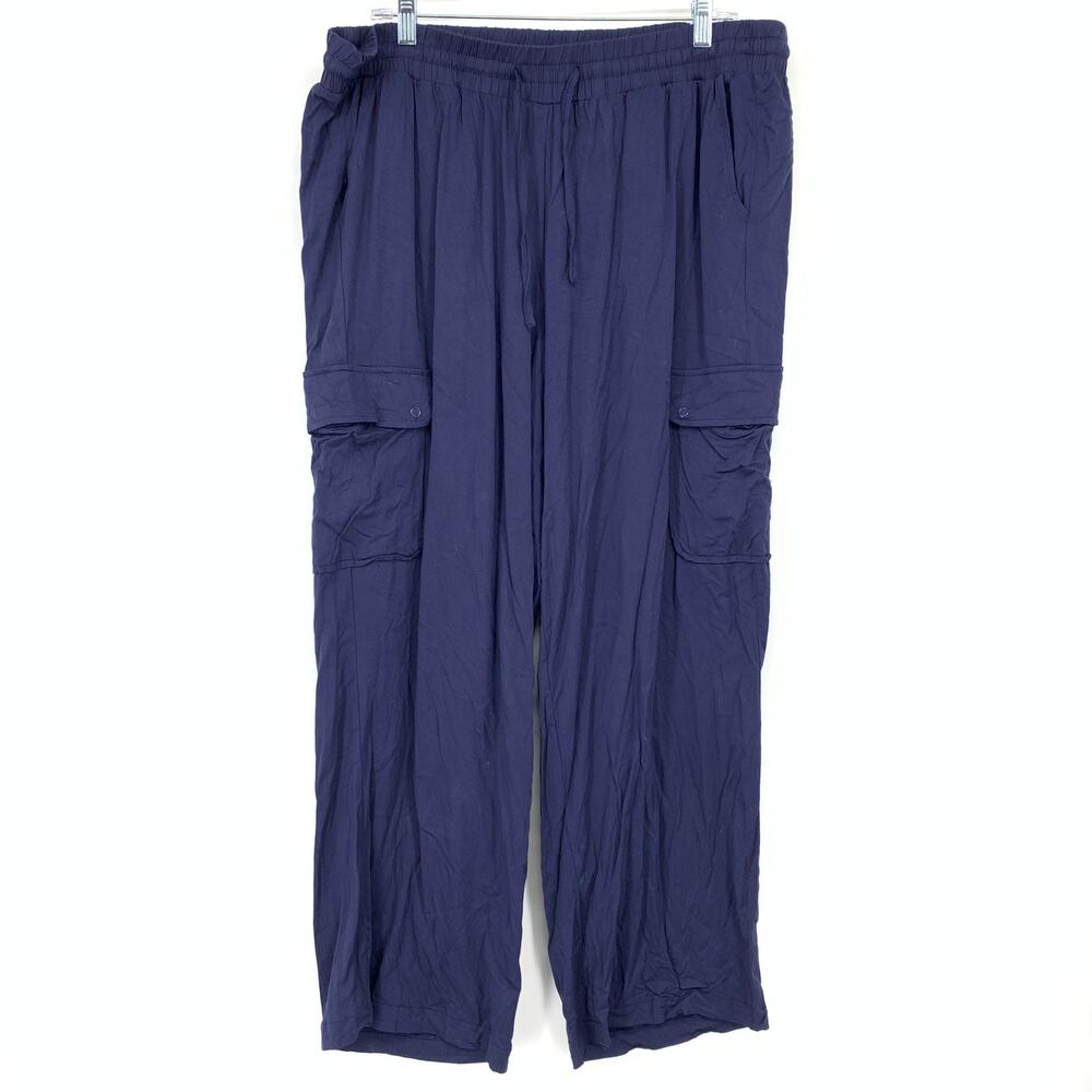Torrid Drawstring Waist Straight Leg Casual Cargo Pants Womens 2X Navy Blue